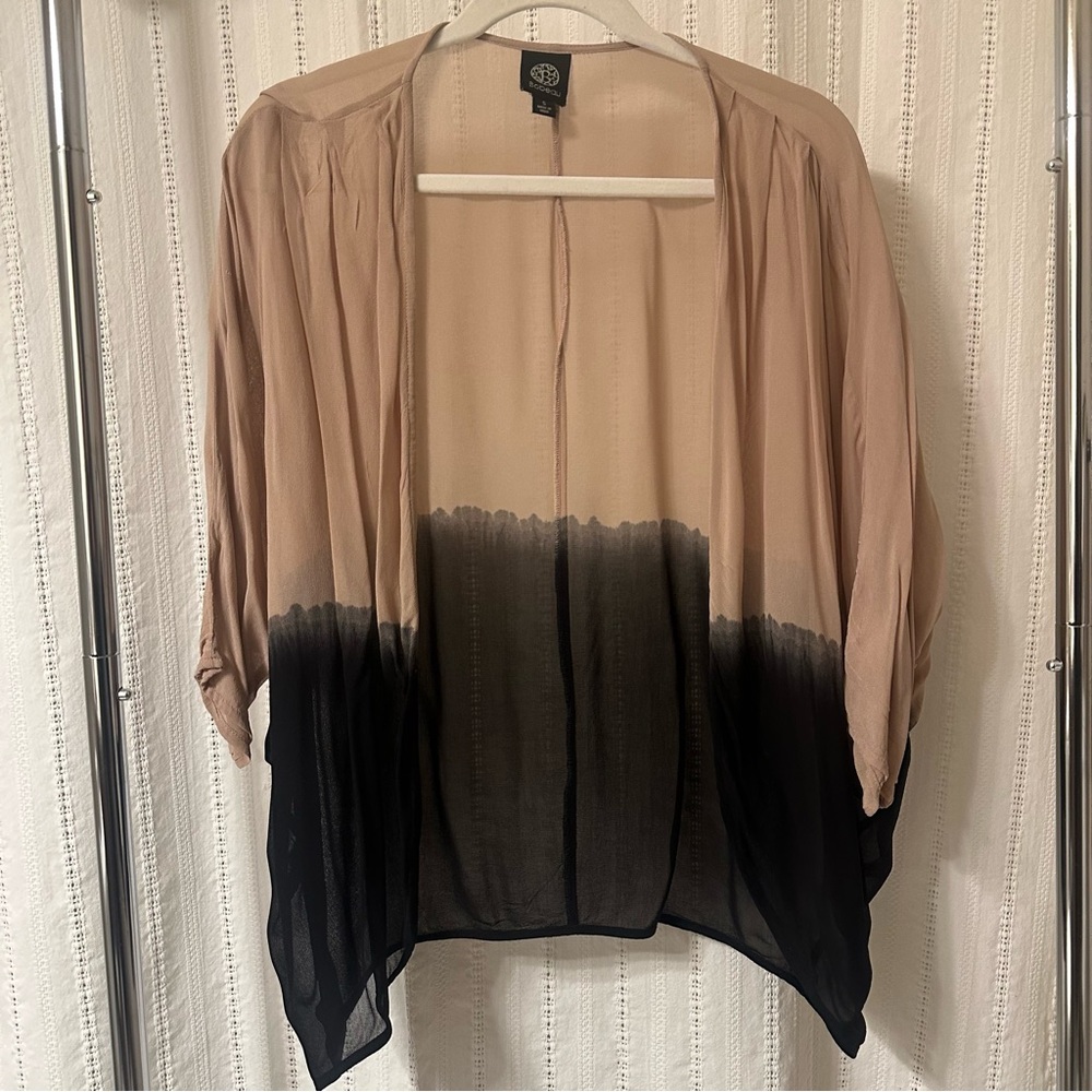 Bobeau | like new! Sheer Soft Pink and black tie dye cape or cover up